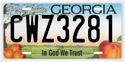 GA license plate CWZ3281