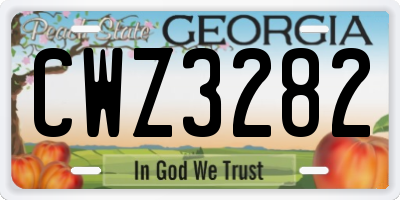 GA license plate CWZ3282