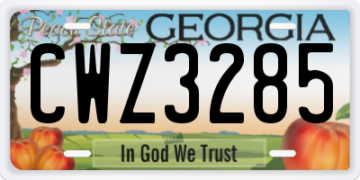 GA license plate CWZ3285
