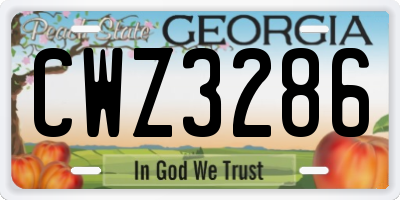 GA license plate CWZ3286