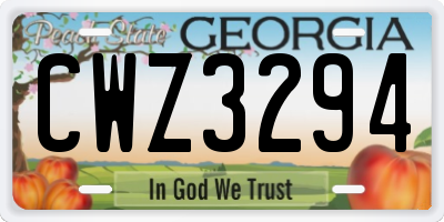GA license plate CWZ3294