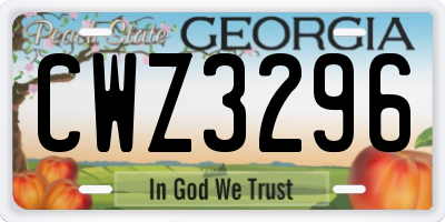 GA license plate CWZ3296