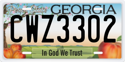 GA license plate CWZ3302