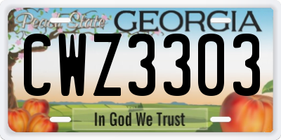 GA license plate CWZ3303