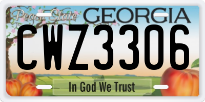 GA license plate CWZ3306