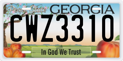 GA license plate CWZ3310