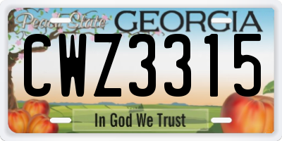GA license plate CWZ3315