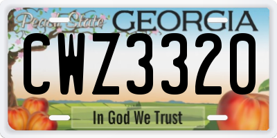 GA license plate CWZ3320