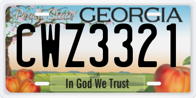 GA license plate CWZ3321