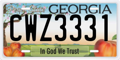 GA license plate CWZ3331