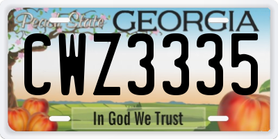 GA license plate CWZ3335