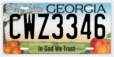 GA license plate CWZ3346