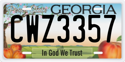GA license plate CWZ3357