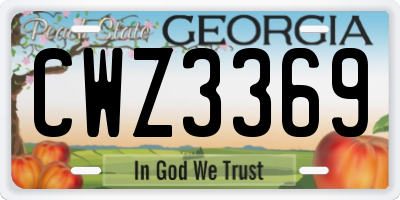 GA license plate CWZ3369