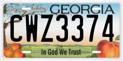 GA license plate CWZ3374