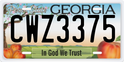 GA license plate CWZ3375