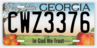 GA license plate CWZ3376