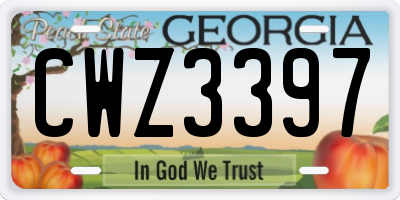 GA license plate CWZ3397