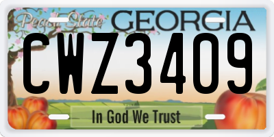 GA license plate CWZ3409