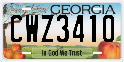 GA license plate CWZ3410
