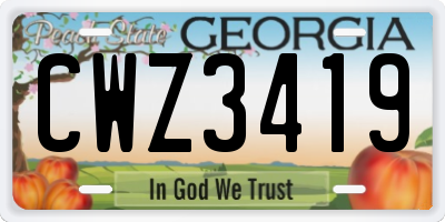 GA license plate CWZ3419