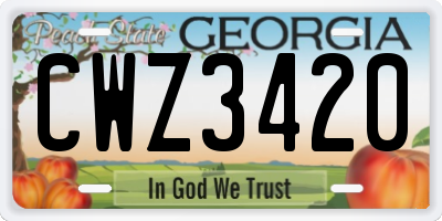 GA license plate CWZ3420