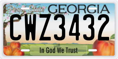GA license plate CWZ3432