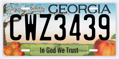 GA license plate CWZ3439
