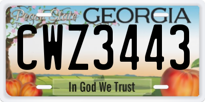 GA license plate CWZ3443