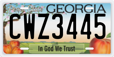 GA license plate CWZ3445