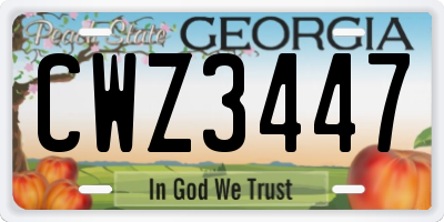 GA license plate CWZ3447