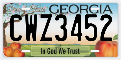 GA license plate CWZ3452