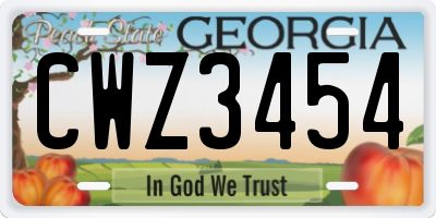 GA license plate CWZ3454