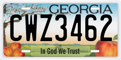 GA license plate CWZ3462