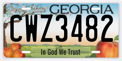 GA license plate CWZ3482