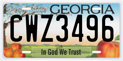 GA license plate CWZ3496