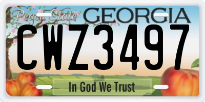 GA license plate CWZ3497