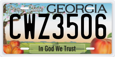 GA license plate CWZ3506
