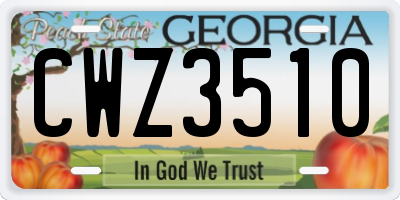 GA license plate CWZ3510