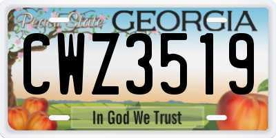 GA license plate CWZ3519