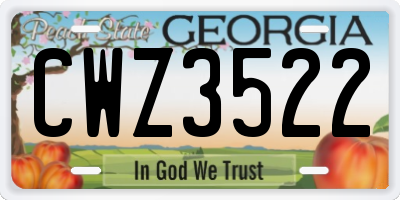 GA license plate CWZ3522