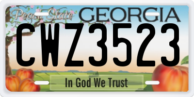 GA license plate CWZ3523