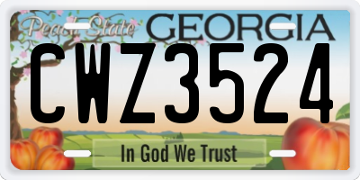 GA license plate CWZ3524