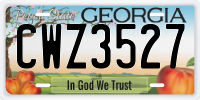 GA license plate CWZ3527