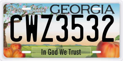 GA license plate CWZ3532