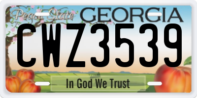GA license plate CWZ3539