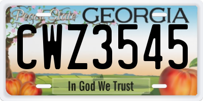 GA license plate CWZ3545