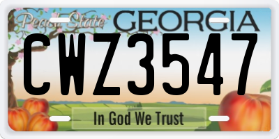 GA license plate CWZ3547