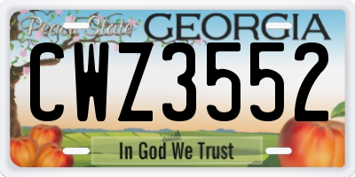 GA license plate CWZ3552