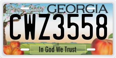 GA license plate CWZ3558